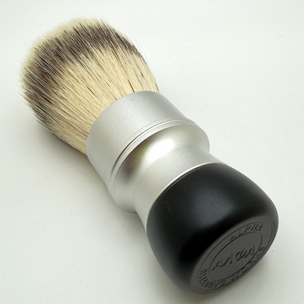 Alpha Shaving Works - Bandit 26mm Alpha G4 Synthetic Knot Shaving Brush - Silver/Black