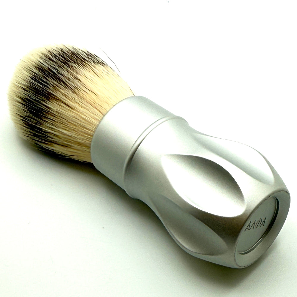 Alpha Shaving Works - Outlaw 26mm Synthetic Knot Shaving Brush - Matte Silver