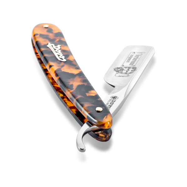 Dovo - Barbarossa Carbon Steel 5/8 Straight Razor - Faux Tortoise Shell Handle - Round Point