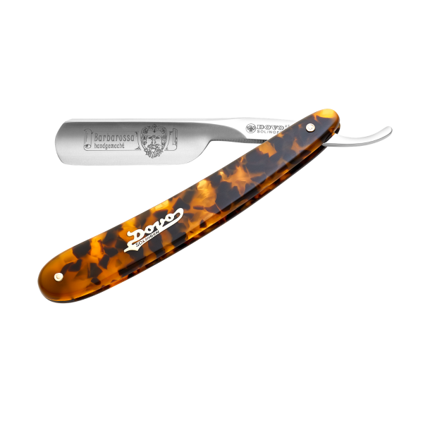 Dovo - Barbarossa Carbon Steel 5/8 Straight Razor - Faux Tortoise Shell Handle - Round Point