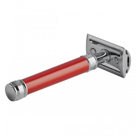Edwin Jagger - Red Long Handle Double Edge Safety Razor - DEL81BL