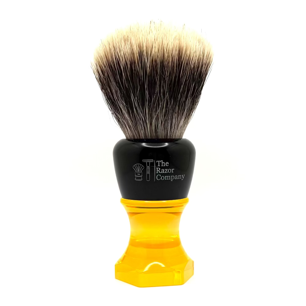 The Herald 26mm Shaving Brush Orange Resin Handle Choose Knot Type