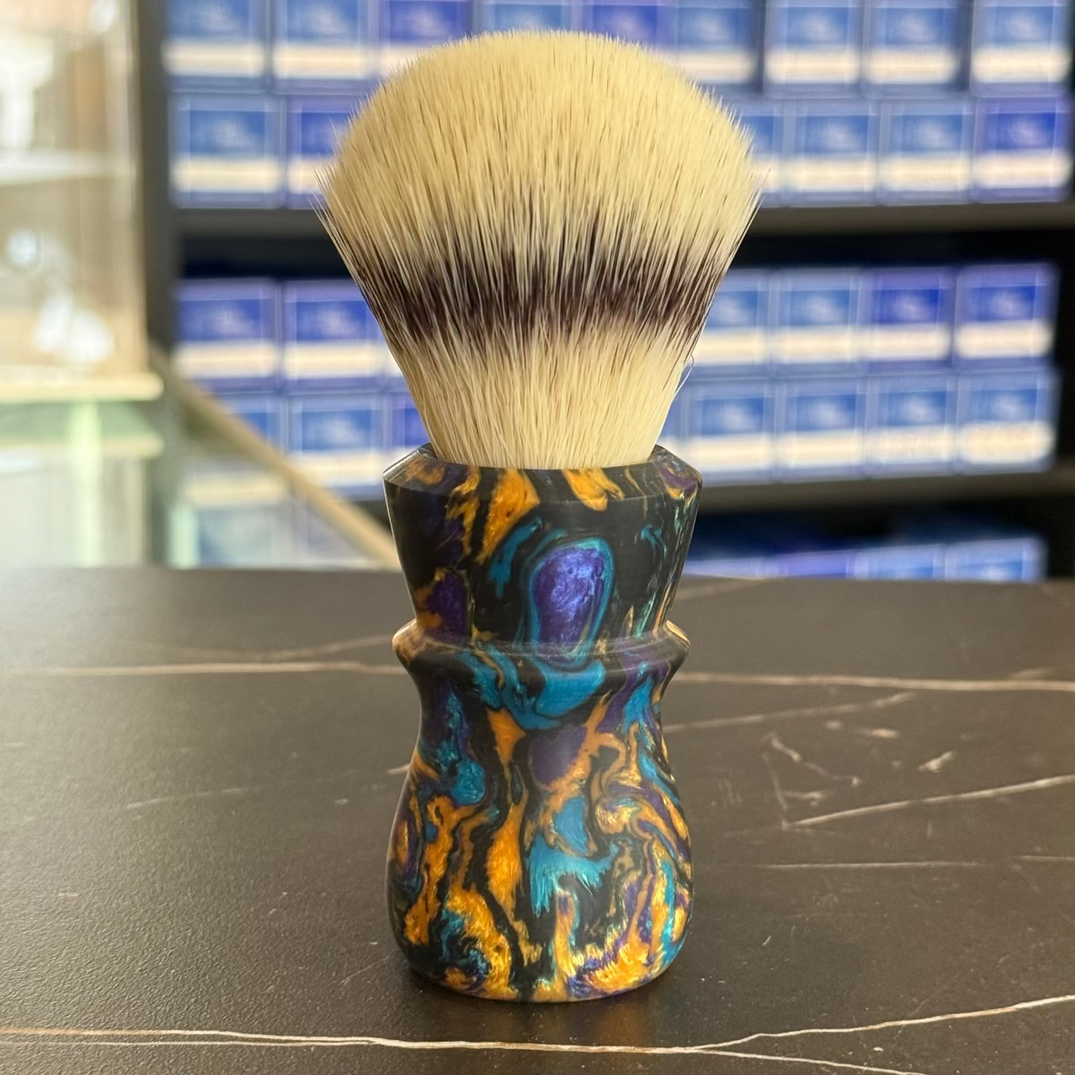 Never Alone 6 #26 26mm AK9 Synthetic Bulb Knot Resin Handle Shaving Brush