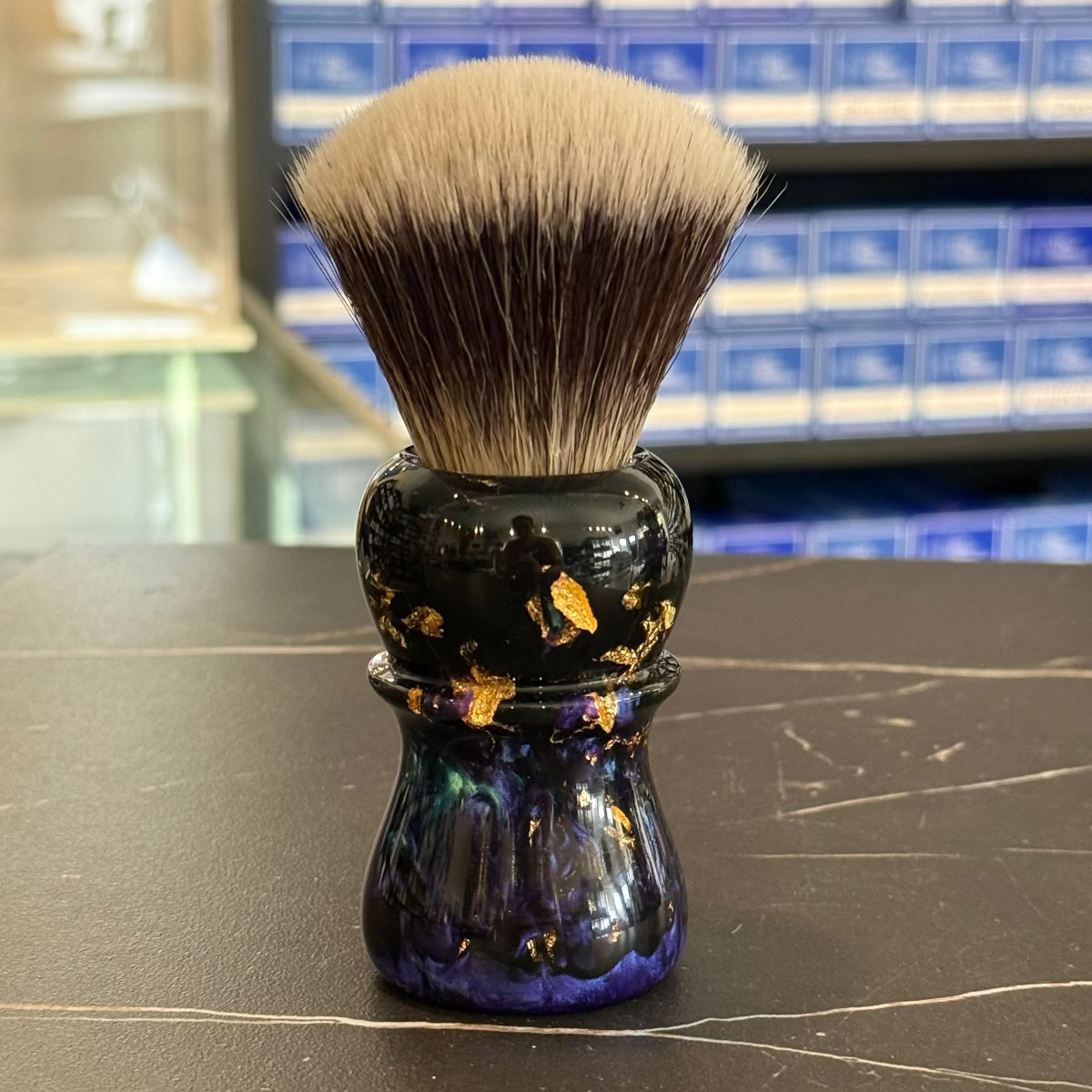 Never Alone 6 #44 26mm AK7 Synthetic Fan Knot Resin Handle Shaving Brush