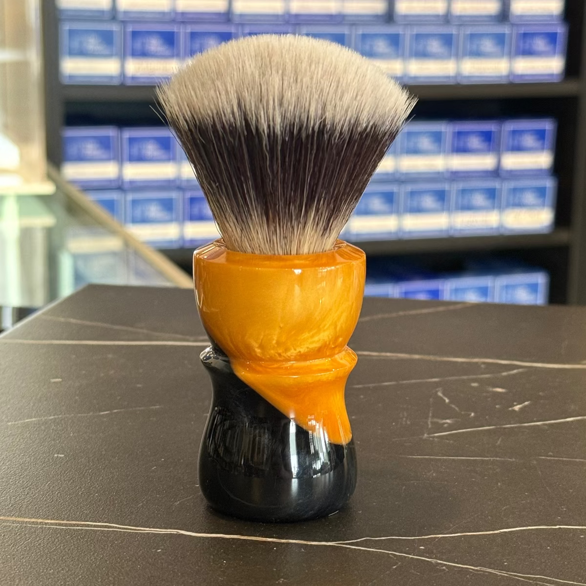 Never Alone 6 #49 26mm AK7 Synthetic Fan Knot Resin Handle Shaving Brush