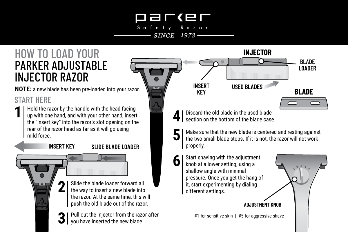 Parker - Adjustable Single Edge Injector Razor - Stainless Steel