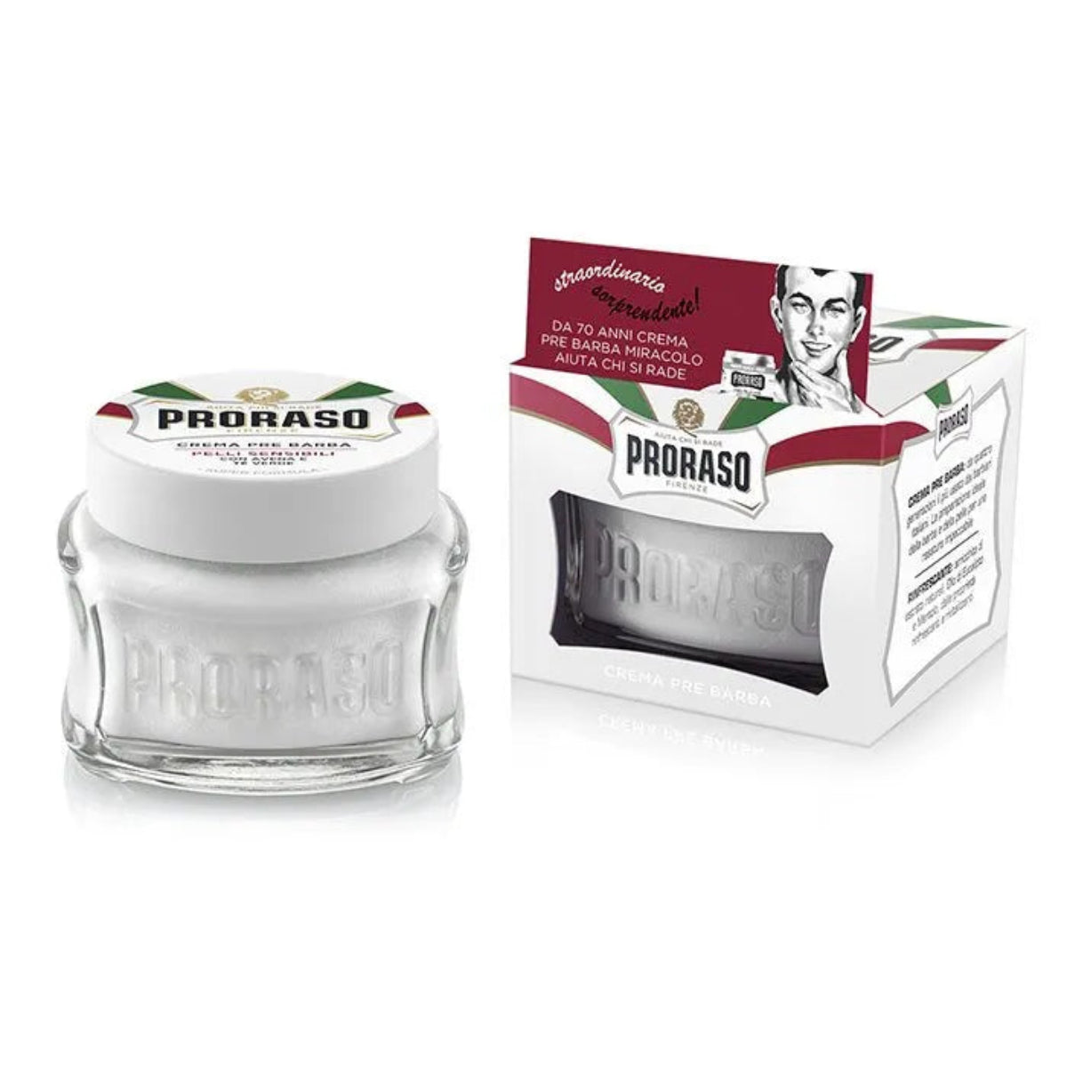 Proraso Pre-Shave Cream Sensitive Skin Formula 100ml Glass Jar