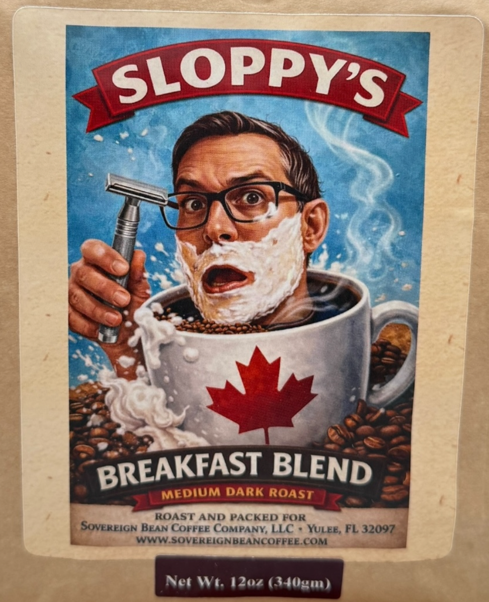 Sovereign Bean Coffee Company Whole Bean Coffee 12oz - Sloppy's Breakfast Blend - Medium Dark Roast