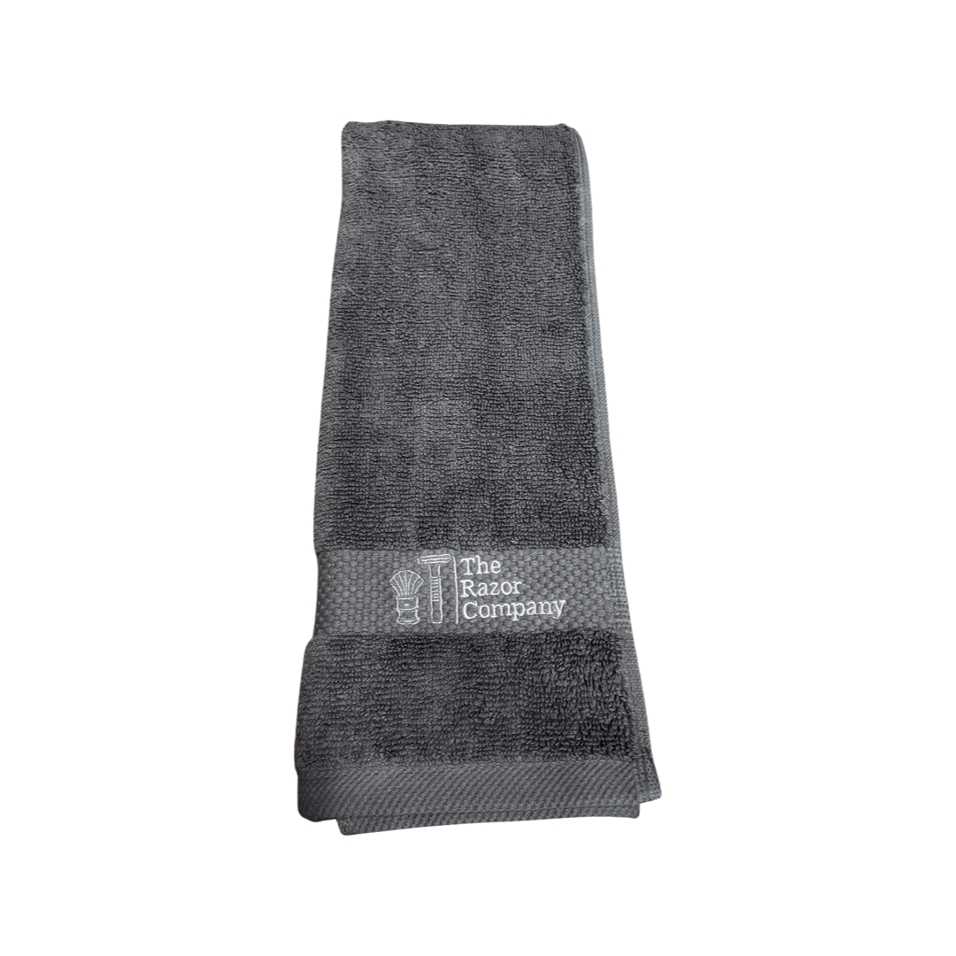 TRC - Luxury Shaving Towel - Gray with White Embroidery