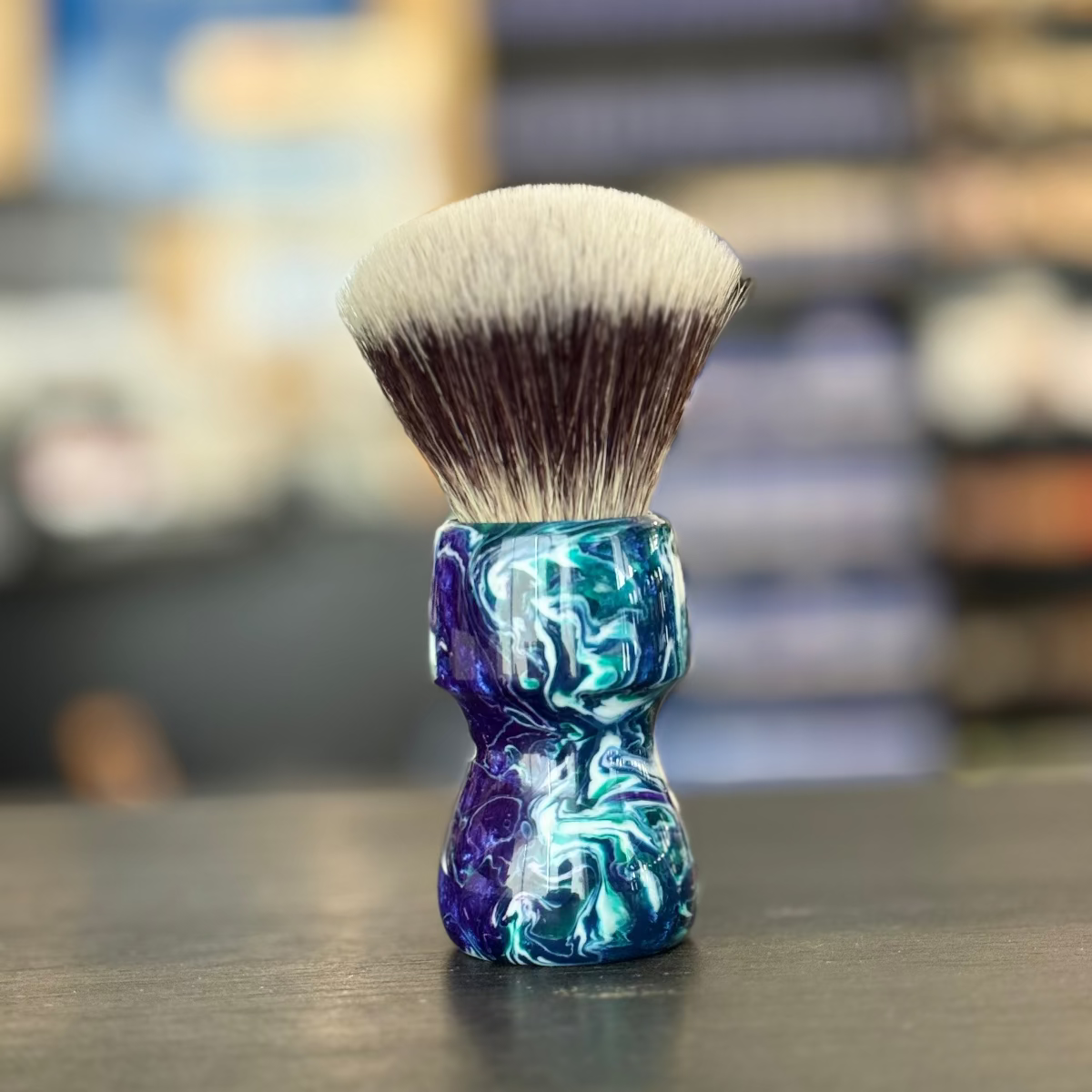 AKA Brushworx Tahoe Blue AK7 Fan Synthetic Shaving Brush 26mm