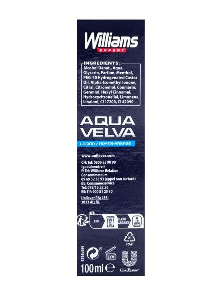 Williams Aqua Velva - Aftershave Splash 100ml - Glass Bottle Spanish Version
