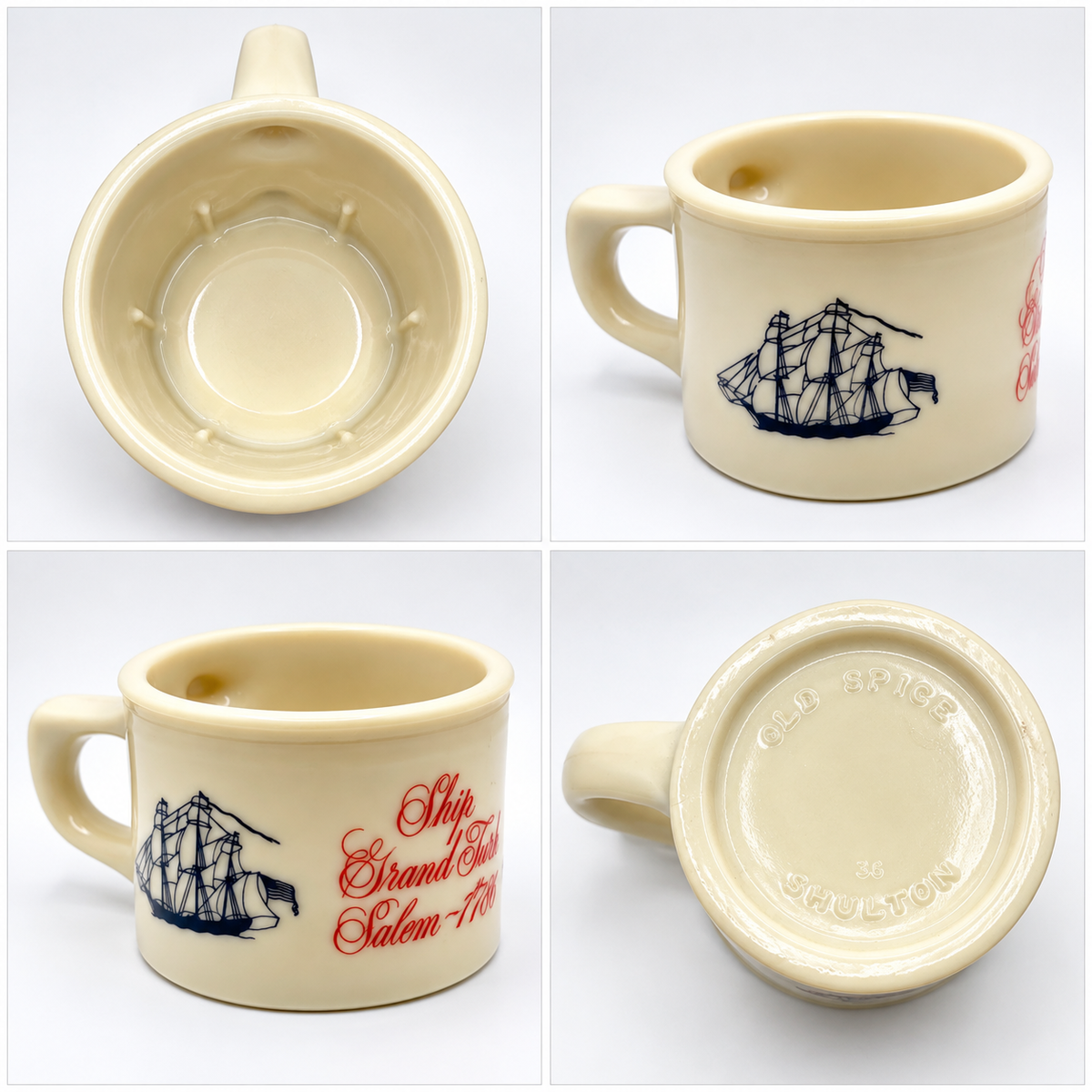Vintage Shulton Milk Glass Old Spice Shaving Mug