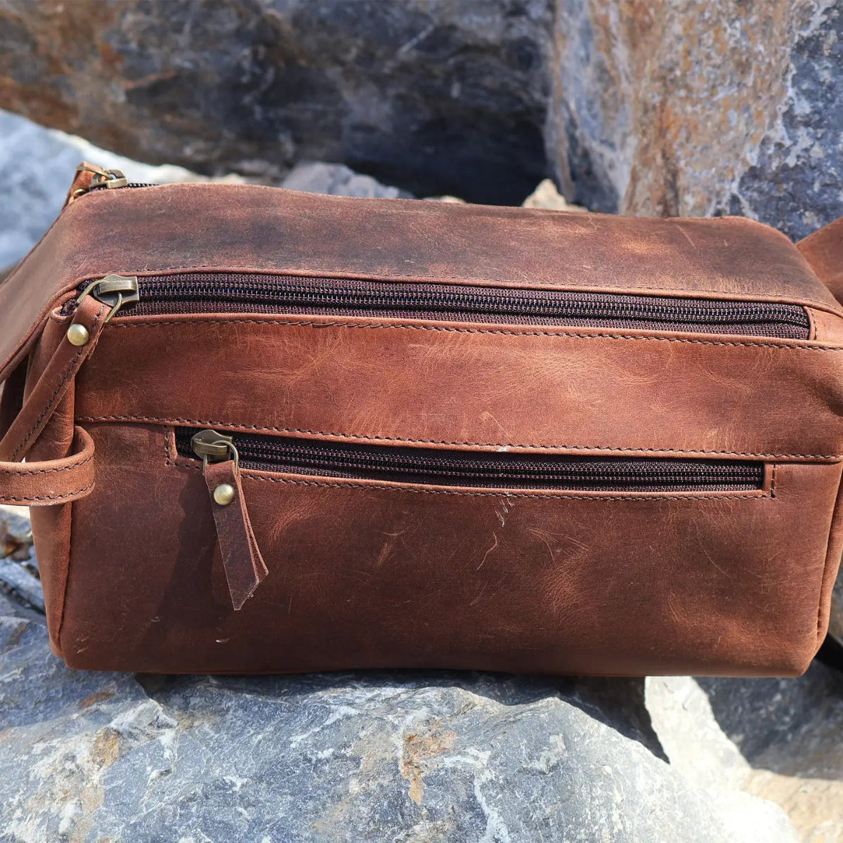 Billion Brothers Buffalo Leather Toiletry Bag Dopp Kit