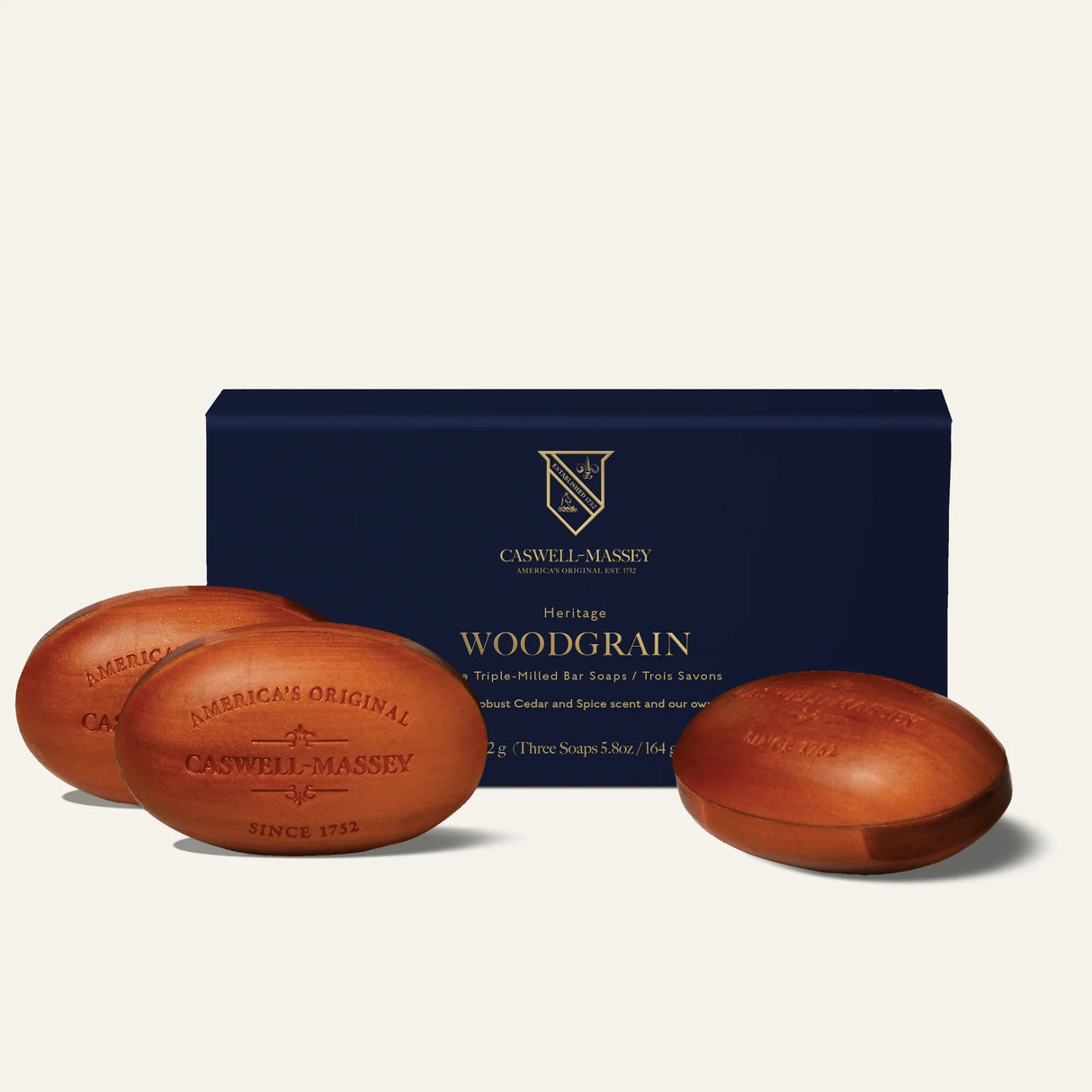 Caswell Massey Woodgrain Sandalwood Bar Soap 3-Soap Set