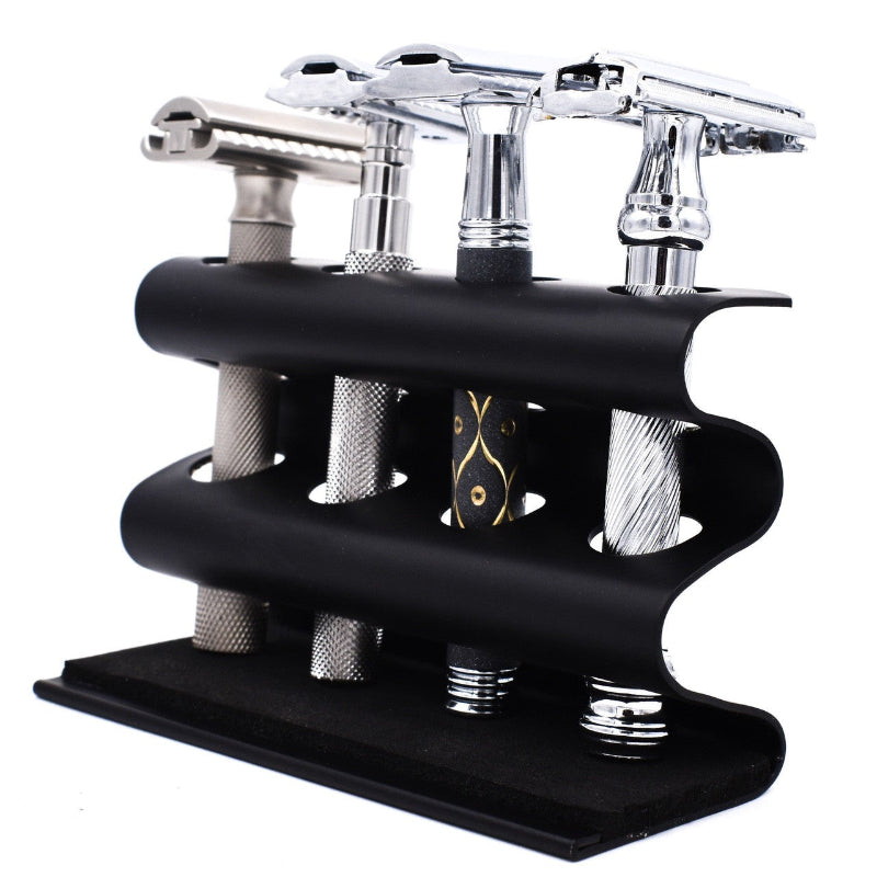 Deluxe Parker Black Razor Stand - Holds 4 Double Edge Safety Razors