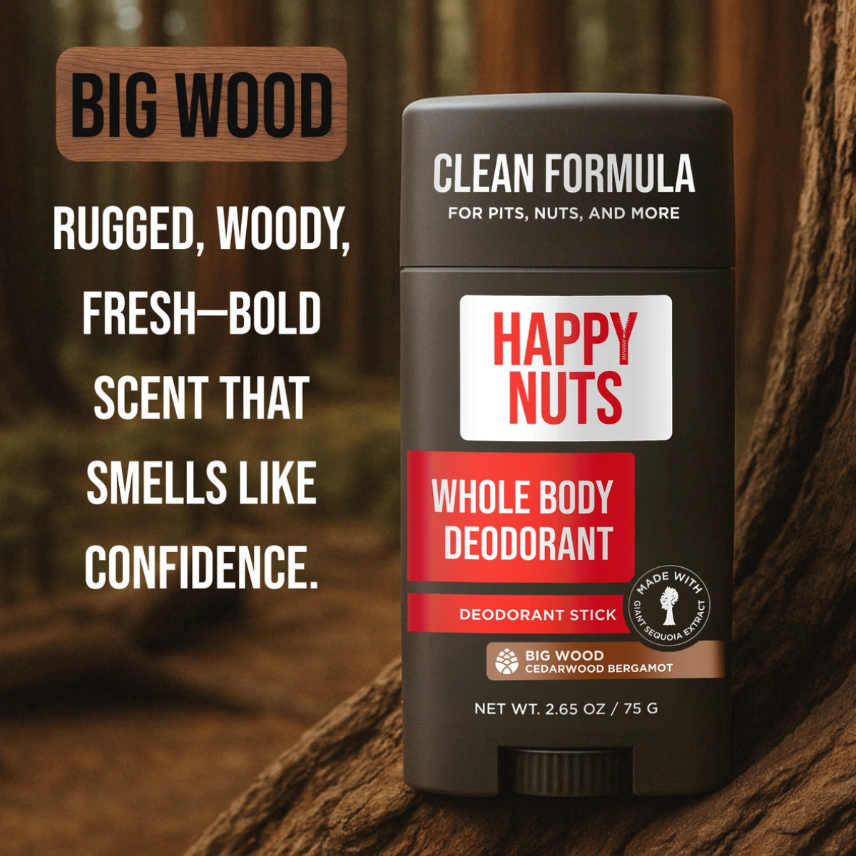 Happy Nuts Big Wood Whole Body Deodorant 4.8oz