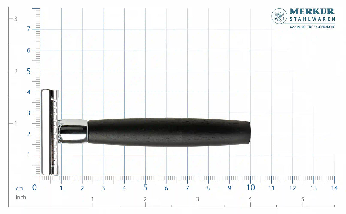 Merkur - 49c Ebony Wood Handle Safety Razor - Closed Comb