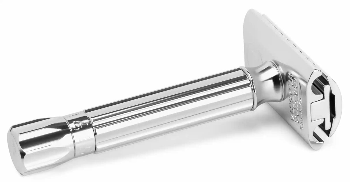 Merkur Progress Adjustable Double Edge Safety Razor Short Handle Chrome Knob