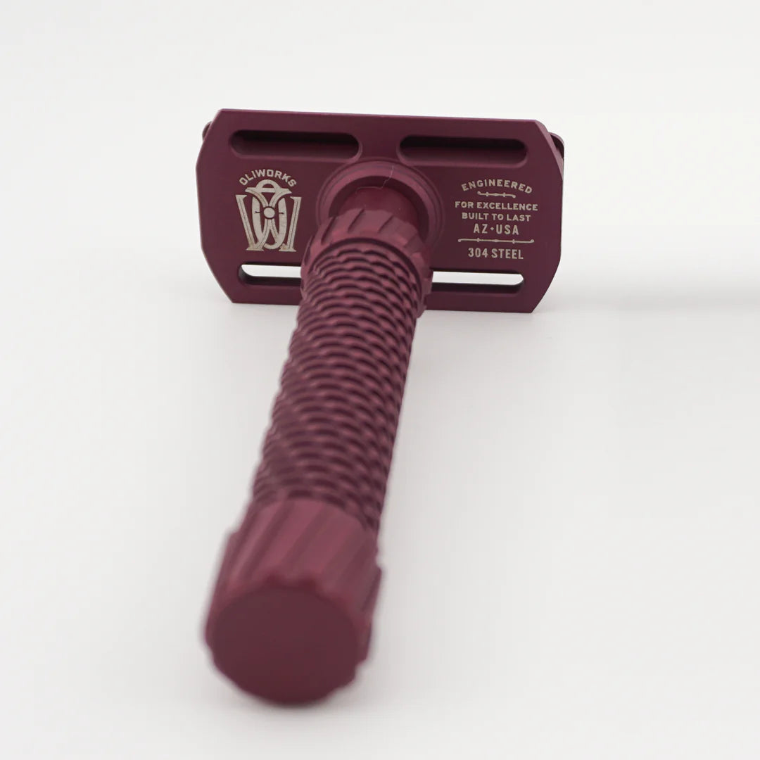 OliWorks M3TEORITE Stainless Steel Safety Razor DARK CHERRY