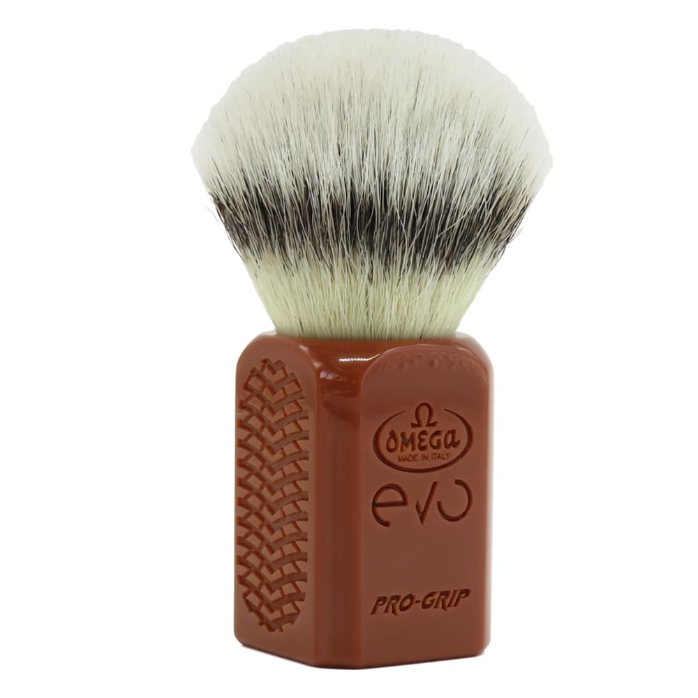 Omega Evo Pro Grip Synthetic Shaving Brush Brown