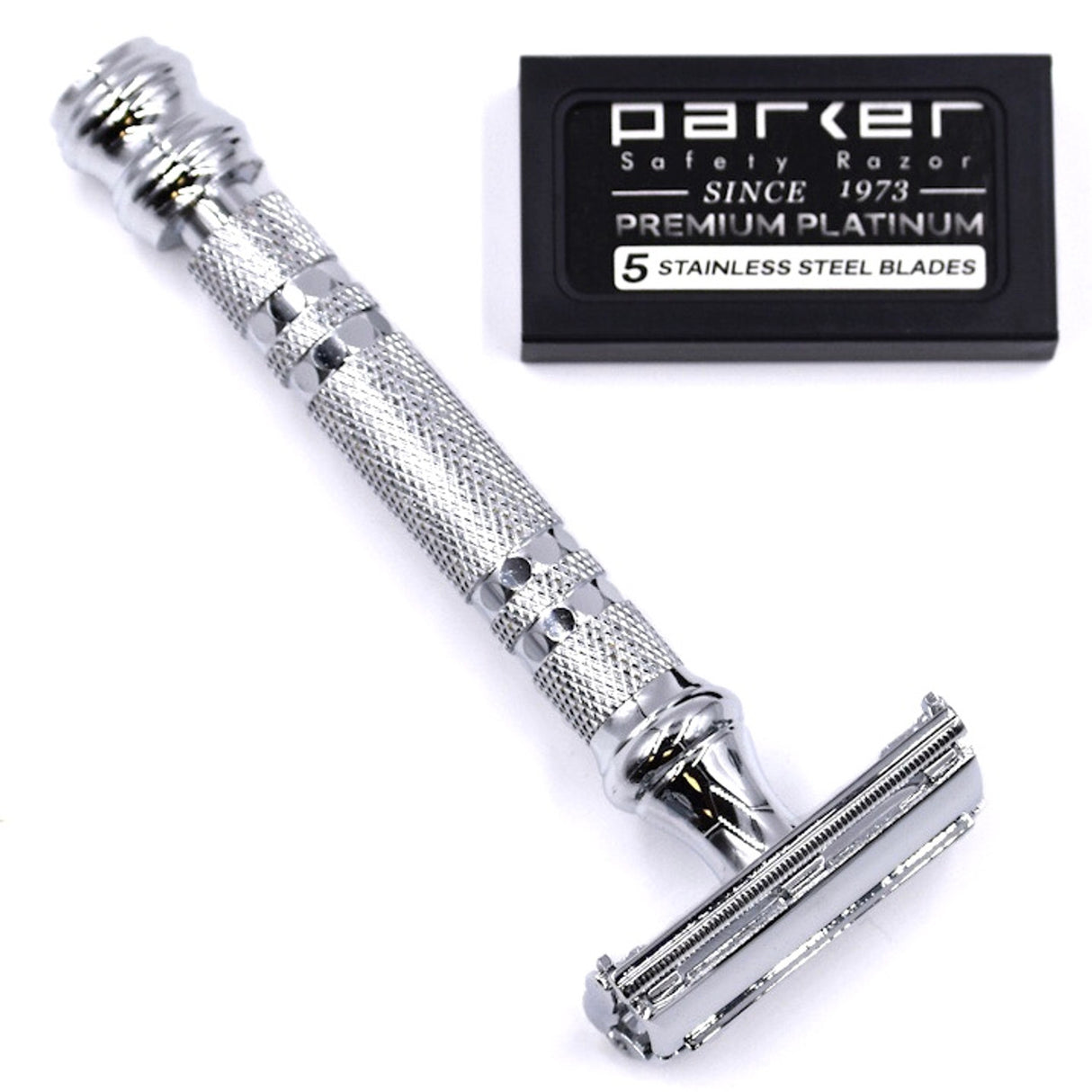 Parker 66R Deluxe Safety Razor and Premium Synthetic 3-Piece Shave Set