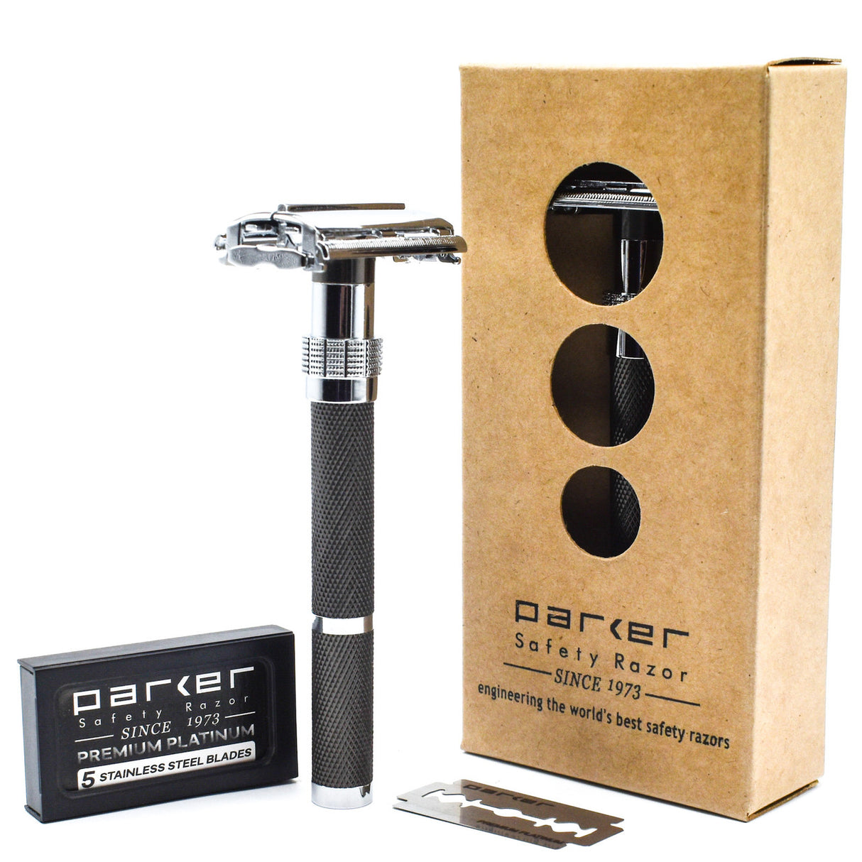 Parker 96R Butterfly Safety Razor and Pure Badger Brush 3-Piece Shave Set
