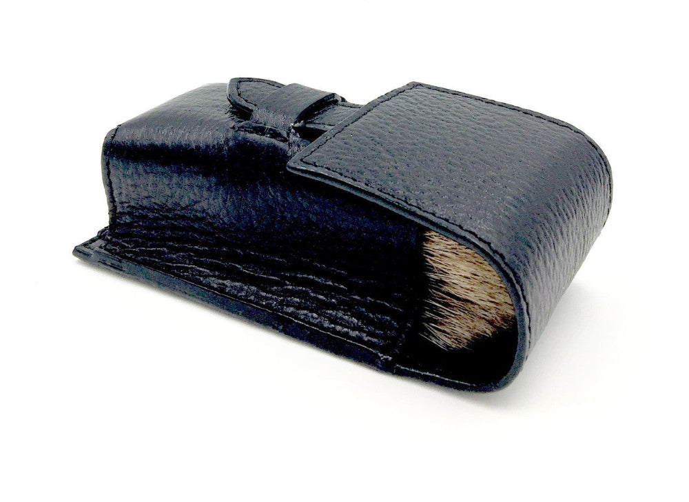 Parker - Black Leather Shaving Brush Case