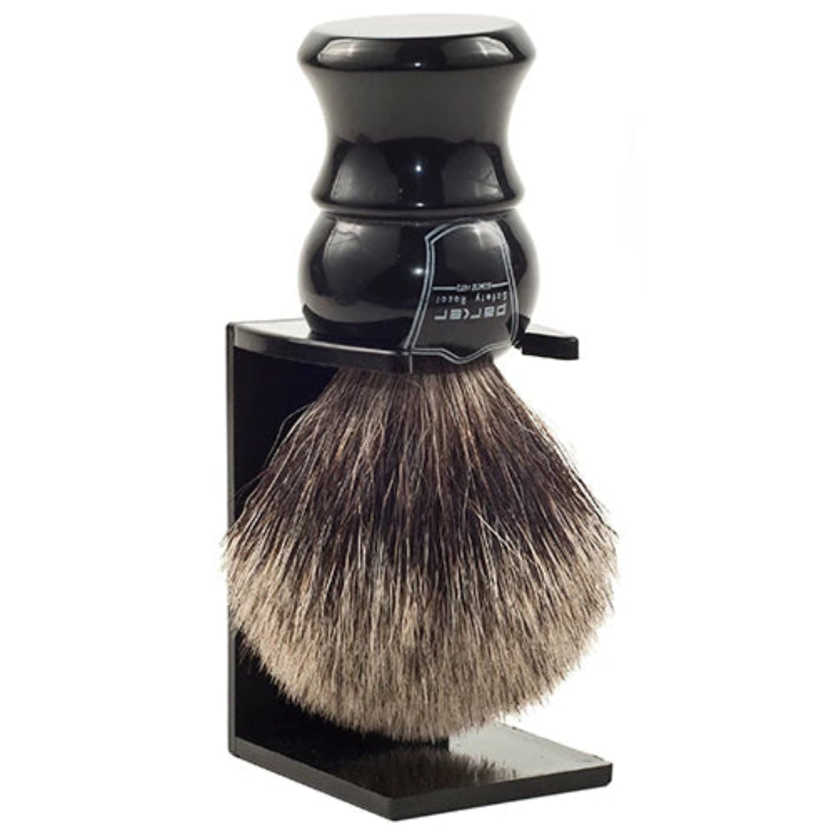 Parker Classic Ebony Handle Pure Badger Shaving Brush and Stand
