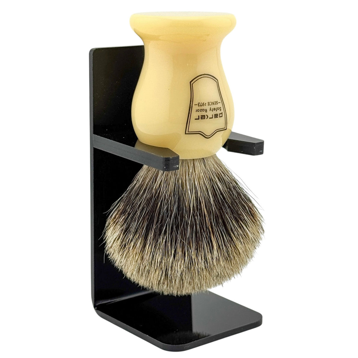 Parker Classic Ivory Handle Pure Badger Shaving Brush and Stand