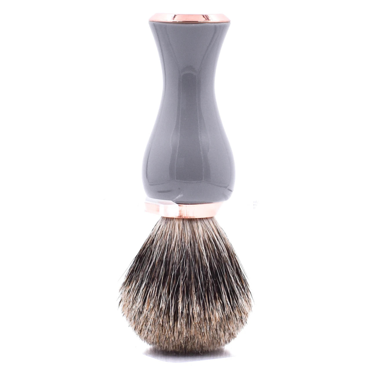 Parker Gray & Rose Gold Handle Pure Badger Shaving Brush & Stand 21mm