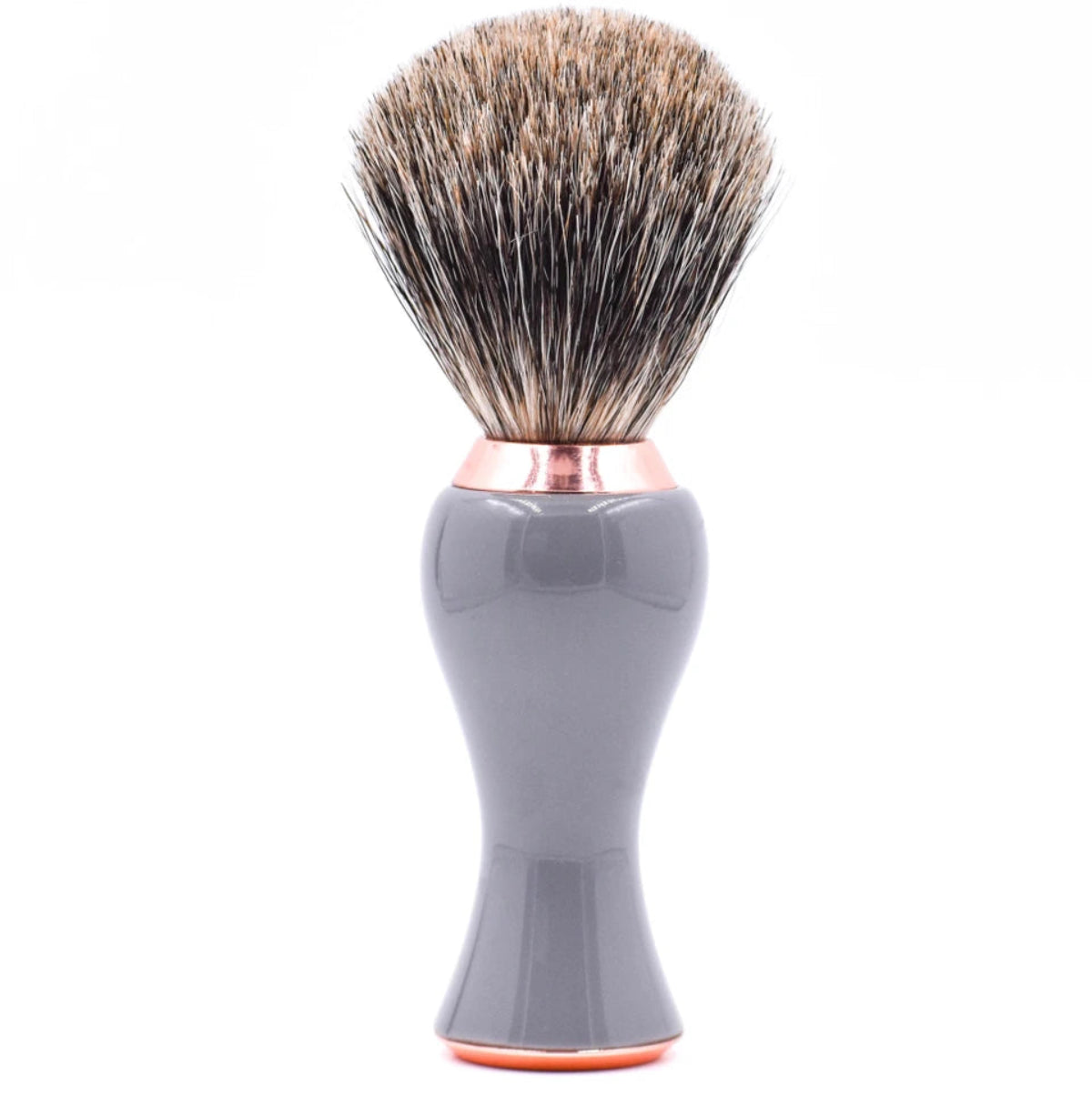 Parker Gray & Rose Gold Handle Pure Badger Shaving Brush & Stand 21mm