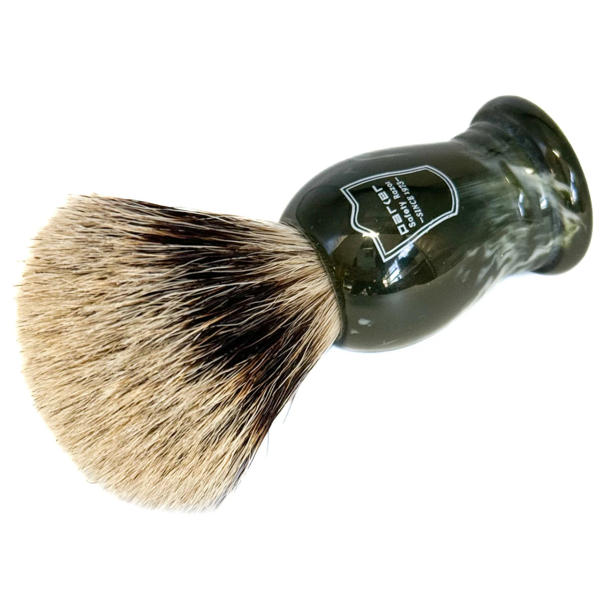 Parker King Size Marble Handle Pure Badger Shaving Brush and Stand