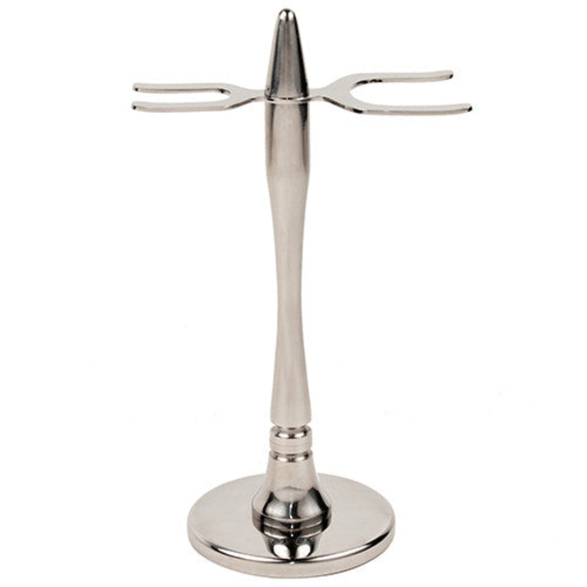 Parker Stainless Steel "Modern" 2 prong Razor & Brush Shave Stand