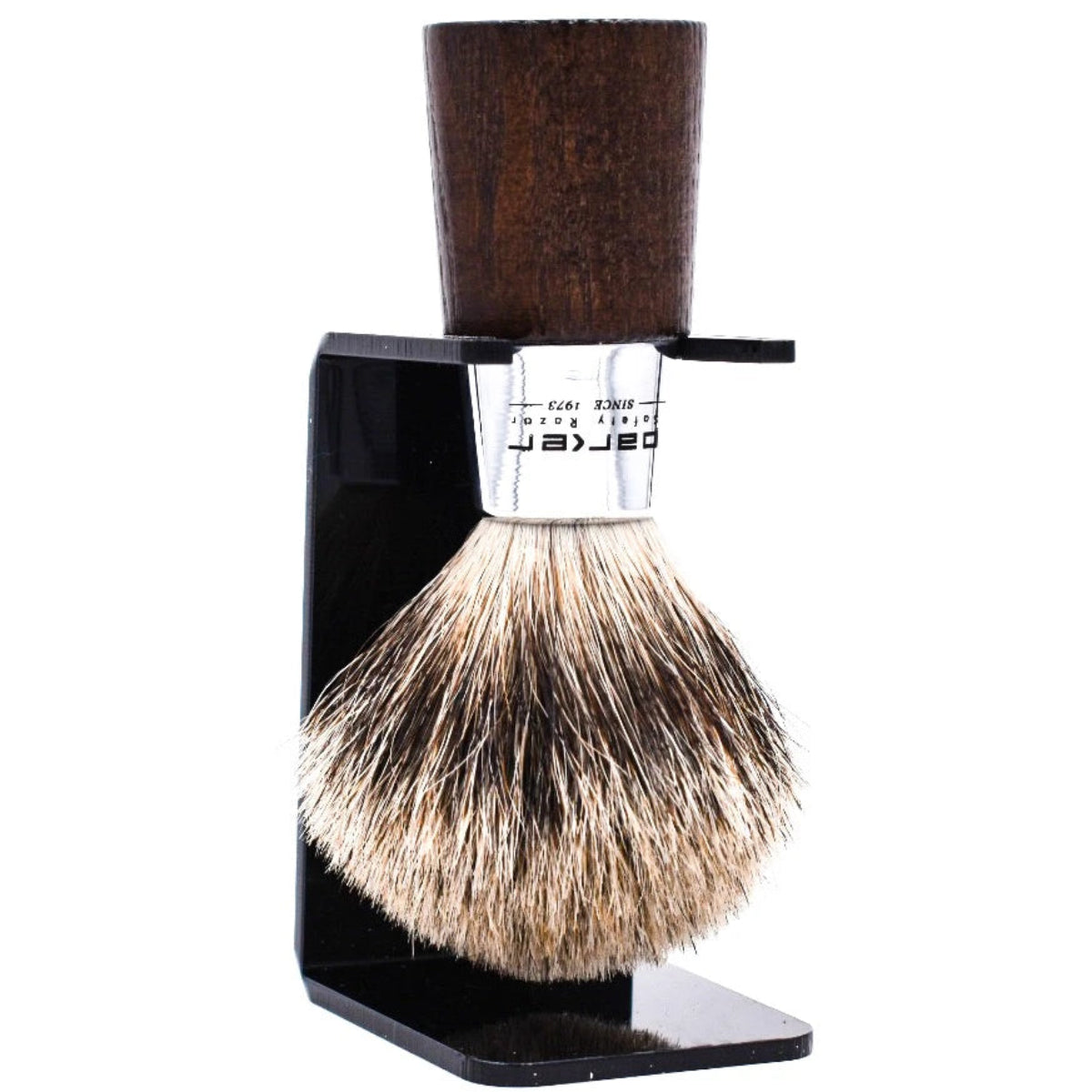 Parker Walnut Handle Deluxe Pure Badger Shaving Brush & Stand 20mm