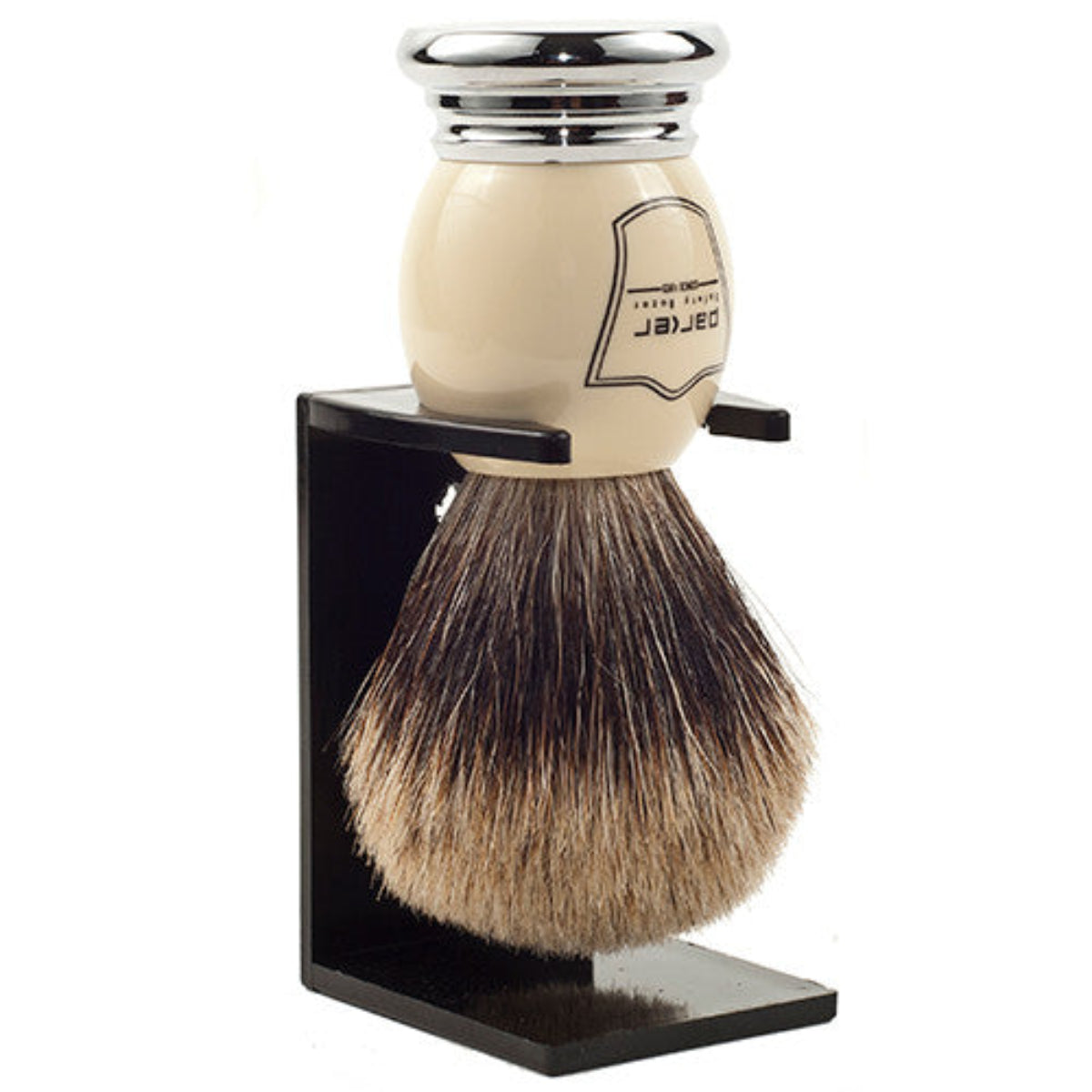 Parker White & Chrome Pure Badger Shaving Brush & Stand 22mm