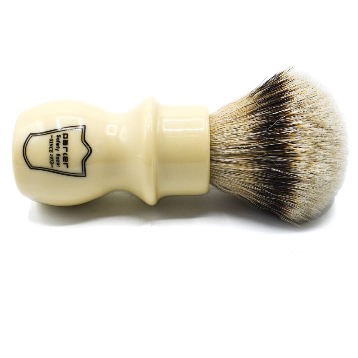 Parker White Long Handle Silvertip Badger Shaving Brush & Stand 22mm