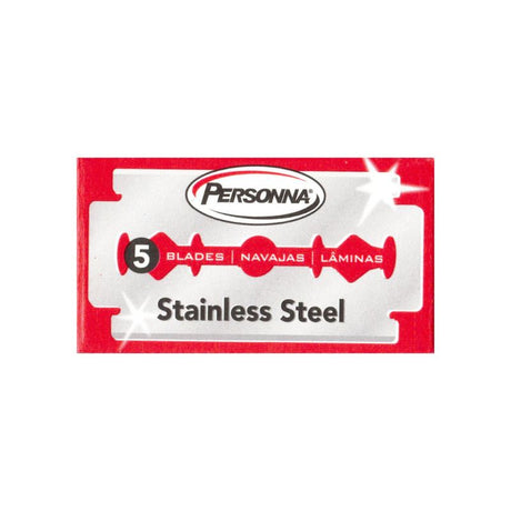 Personna - RED Stainless Steel Double Edge Razor Blades - Pack of 5 Blades