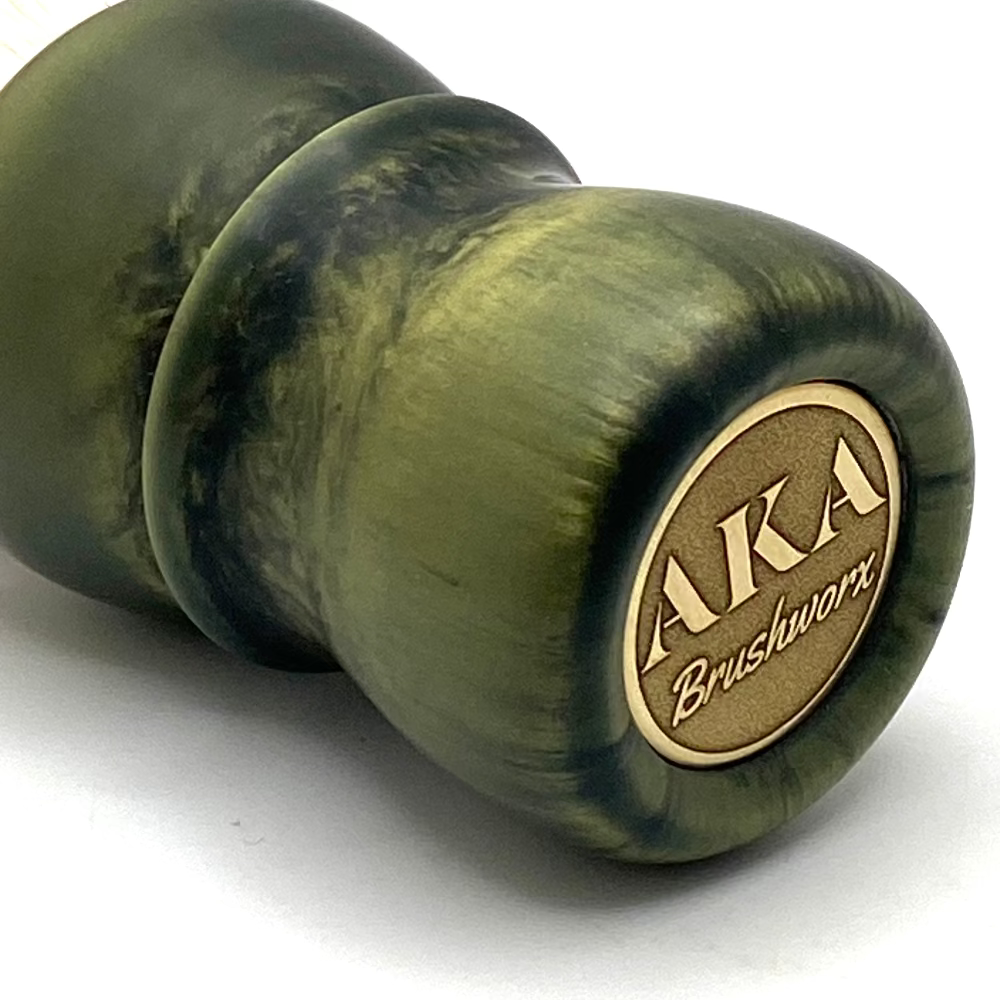 Pre-Owned AKA Brushworx Crushed Olives 26mm Synthetic AK47 Fan Knot Resin Handle