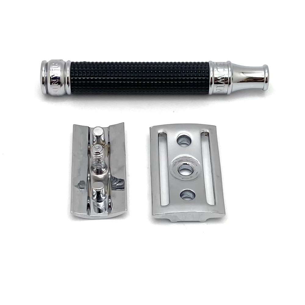 Pre-Owned Edwin Jagger Double Edge Safety Razor Black Chrome 3D Laser Diamond Grip Handle