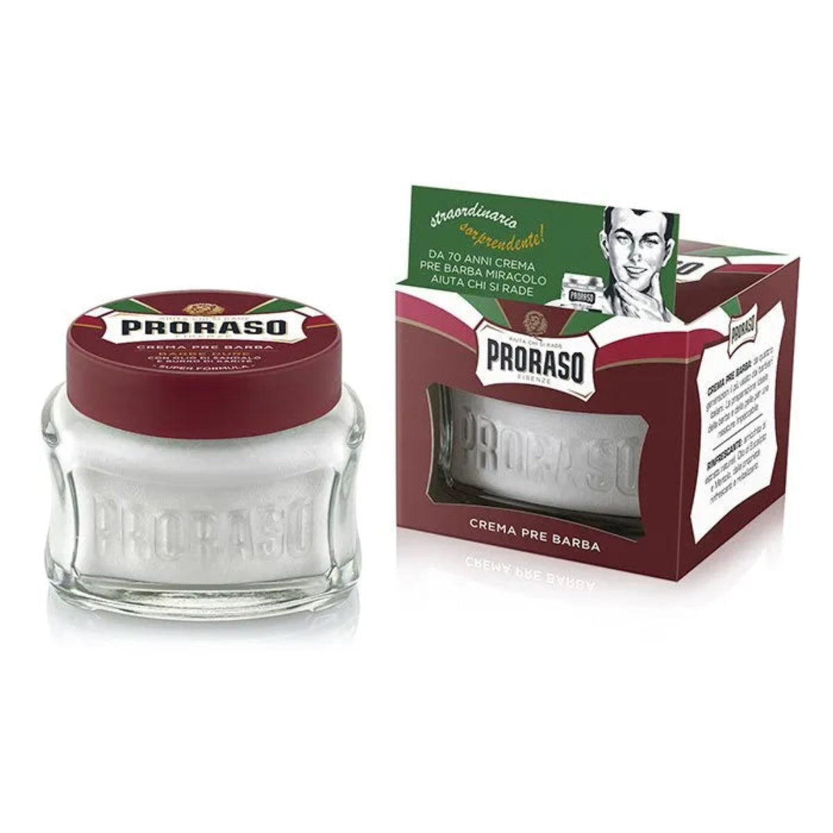 Proraso Red Sandalwood Pre-Shave Cream Glass Jar 100ml
