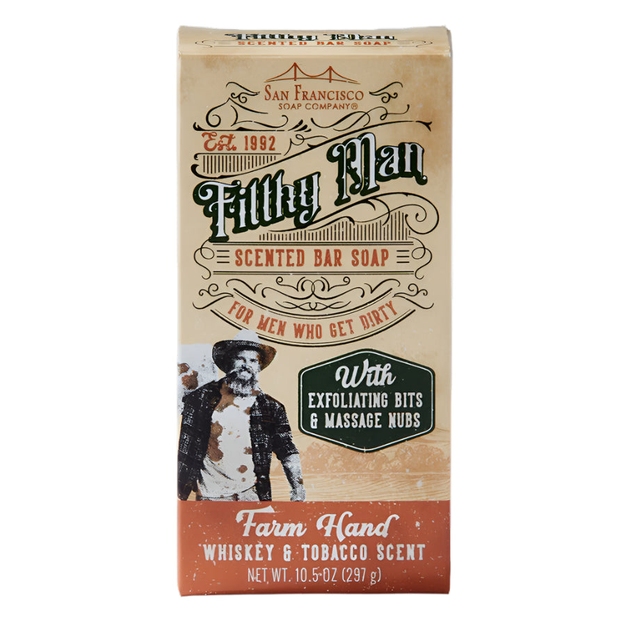 San Francisco Soap Company FILTHY MAN Bar Soap - Farm Hand: Whiskey & Tobacco 10oz