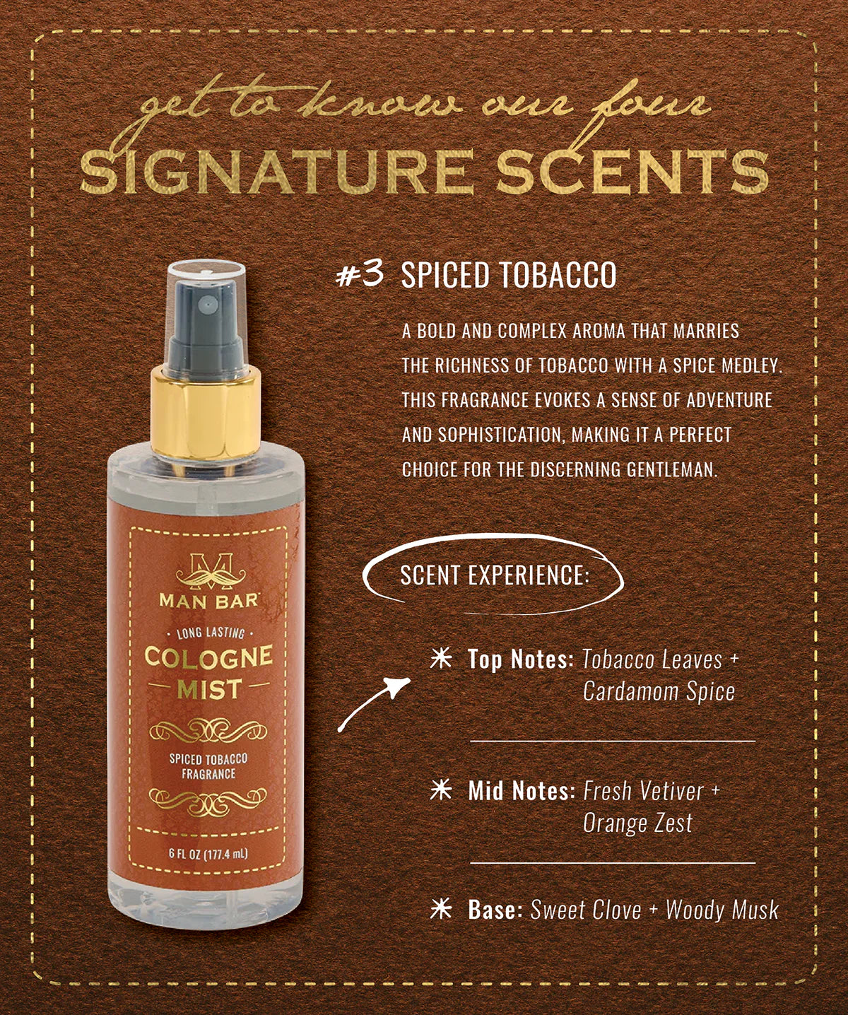 San Francisco Soap Company MAN BAR® Cologne Mist Spiced Tobacco