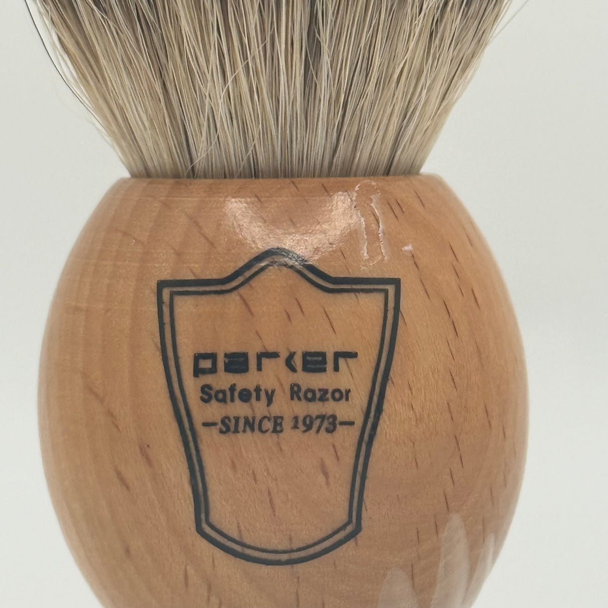 Scratch and Dent Parker Olivewood Handle Silvertip Badger Shaving Brush and Stand
