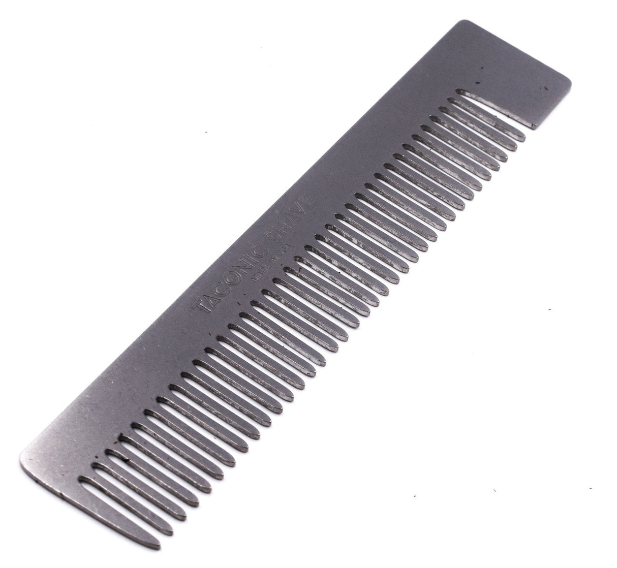 Taconic Shave Premium Stainless Steel Pocket Comb and Leather Case Made in USA