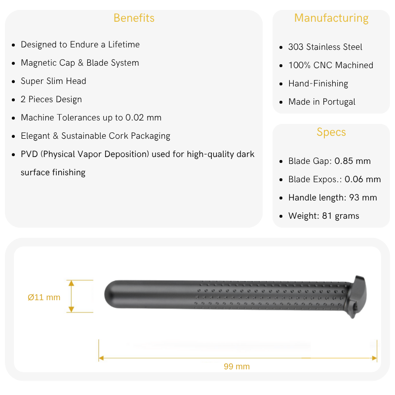 Tatara Amakuni Dark Stainless Steel Single Edge Safety Razor