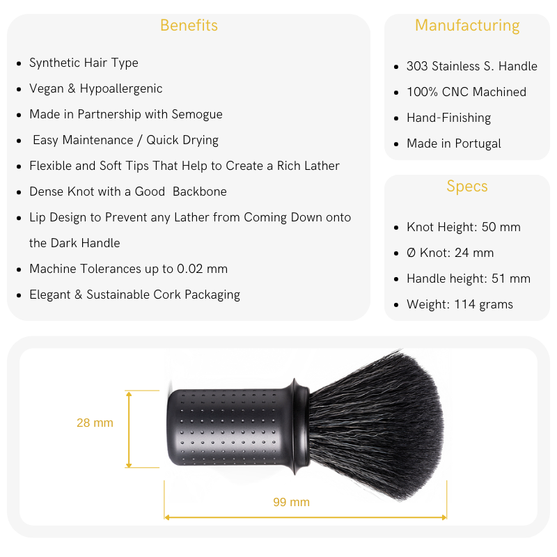 Tatara Masamune Shave Brush Premium Synthetic Fiber Dark Handle