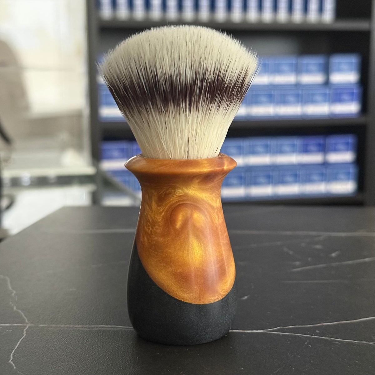 Never Alone 6 #102 26mm AK47 Synthetic Fan Knot Resin Handle Shaving Brush