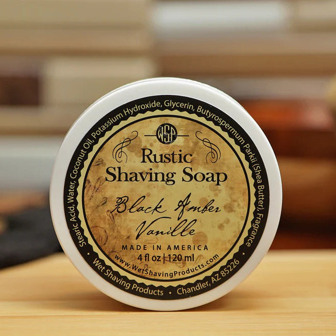 Wet Shaving Products Rustic Shaving Soap Black Amber Vanille 4oz