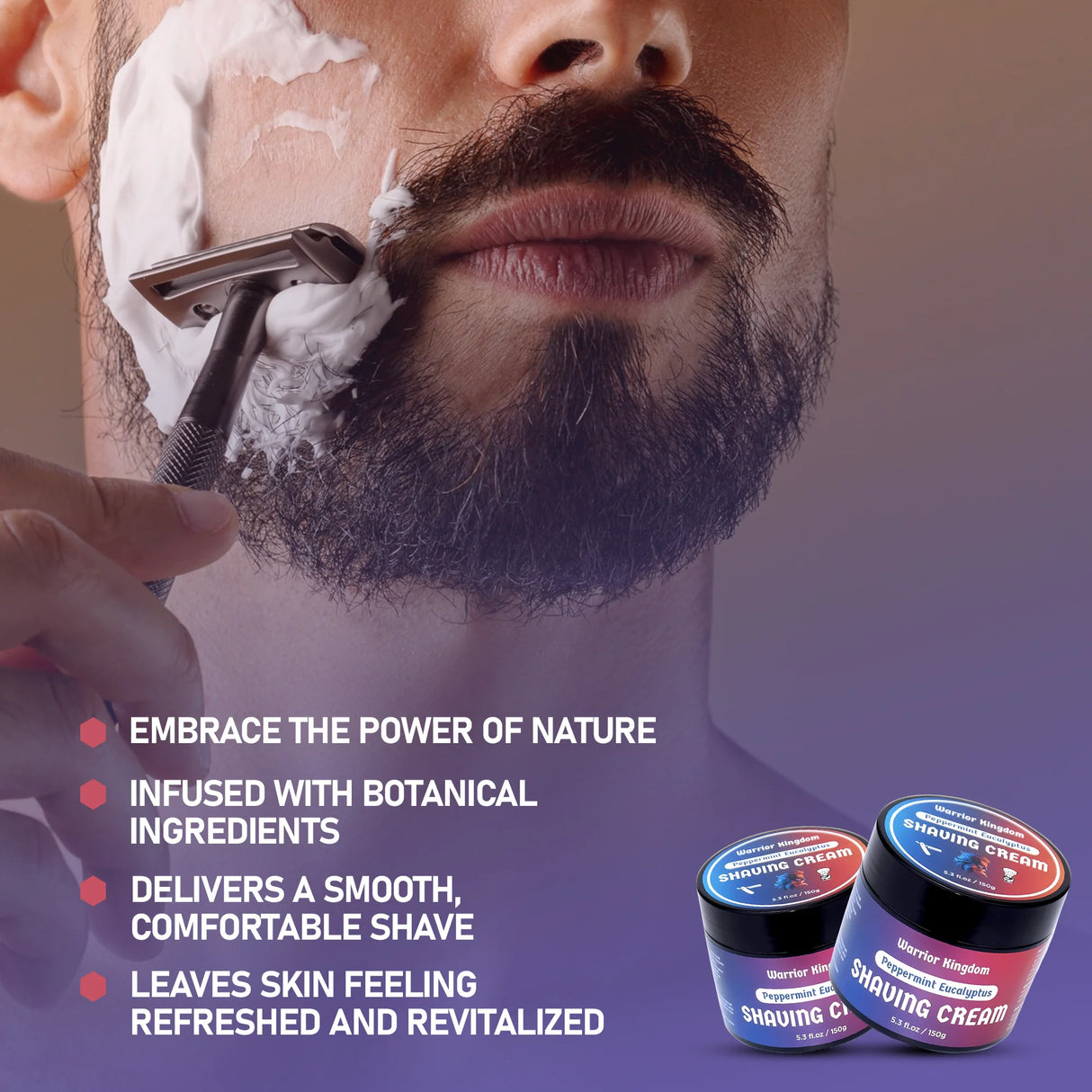 Wholly Kaw Warrior Kingdom Shaving Cream Peppermint Eucalyptus 5.3oz