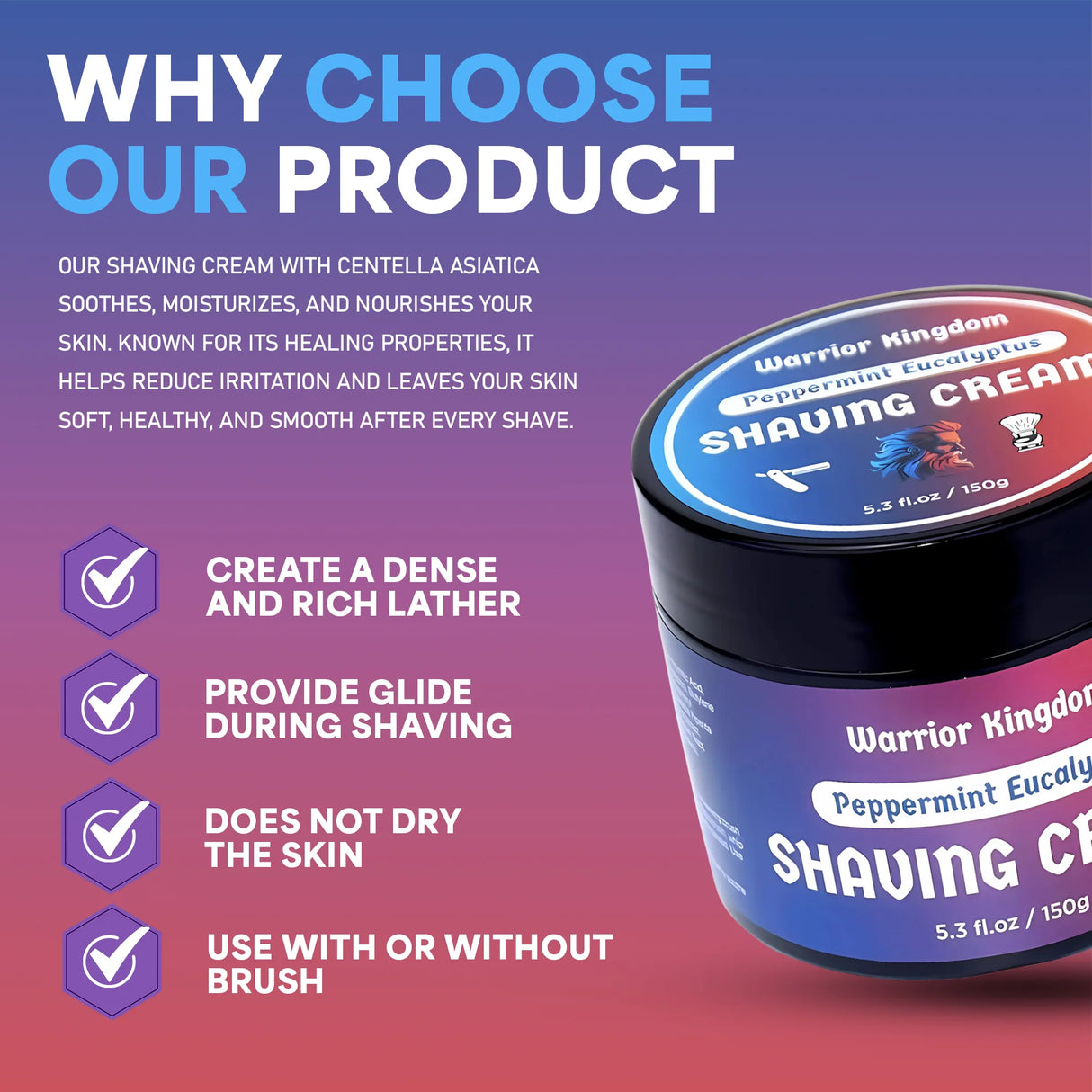 Wholly Kaw Warrior Kingdom Shaving Cream Peppermint Eucalyptus 5.3oz